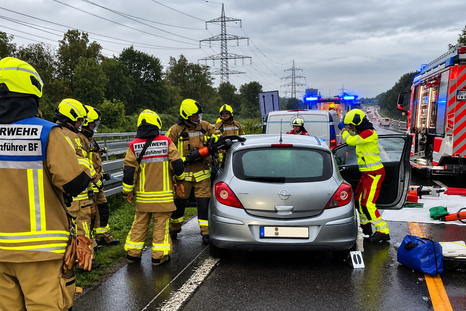 Drei Autos krachen auf A42 ineinander: Feuerwehr rettet Fahrer mit Spezialtechnik